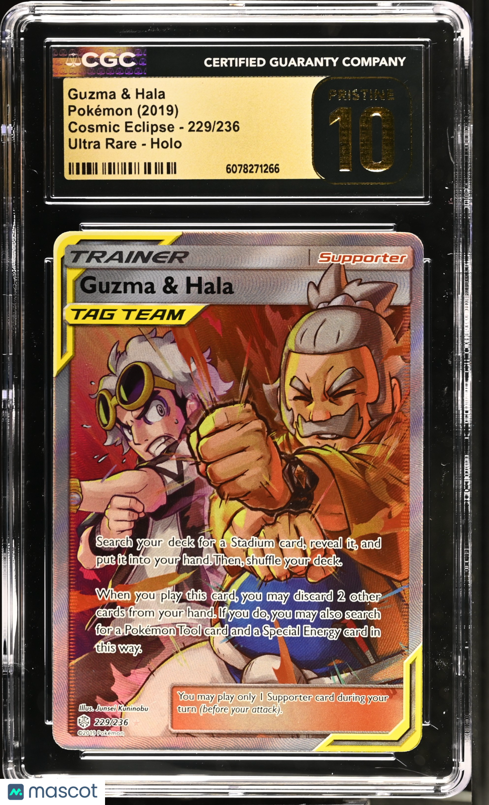 2019 Pokemon Cosmic Eclipse Guzma & Hala Holo Ultra Rare CGC 10 #229/236