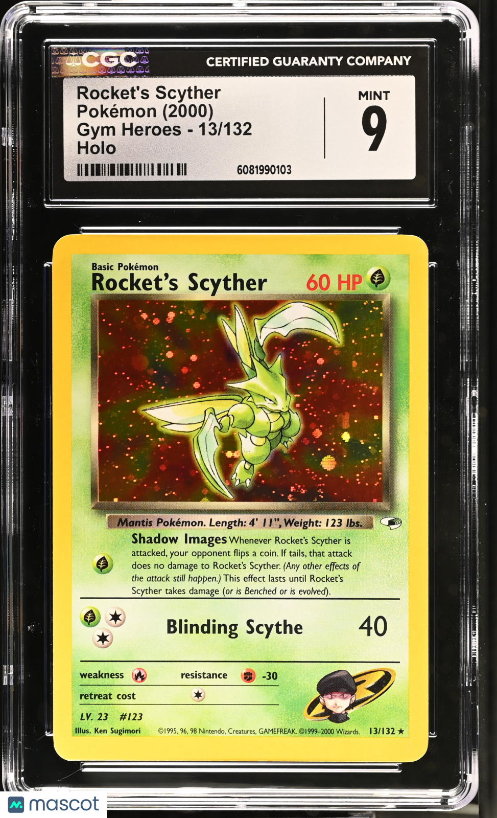2000 Pokemon Gym Heroes Rocket's Scyther Holo 13/132 CGC 9 #13/132